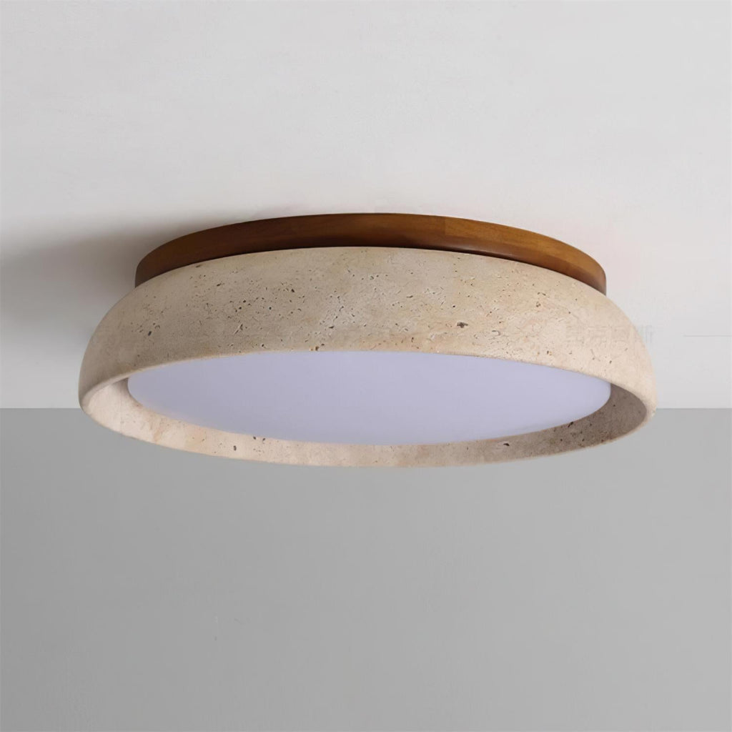 Flush Mount Ceiling Light Travertine Wood Modern