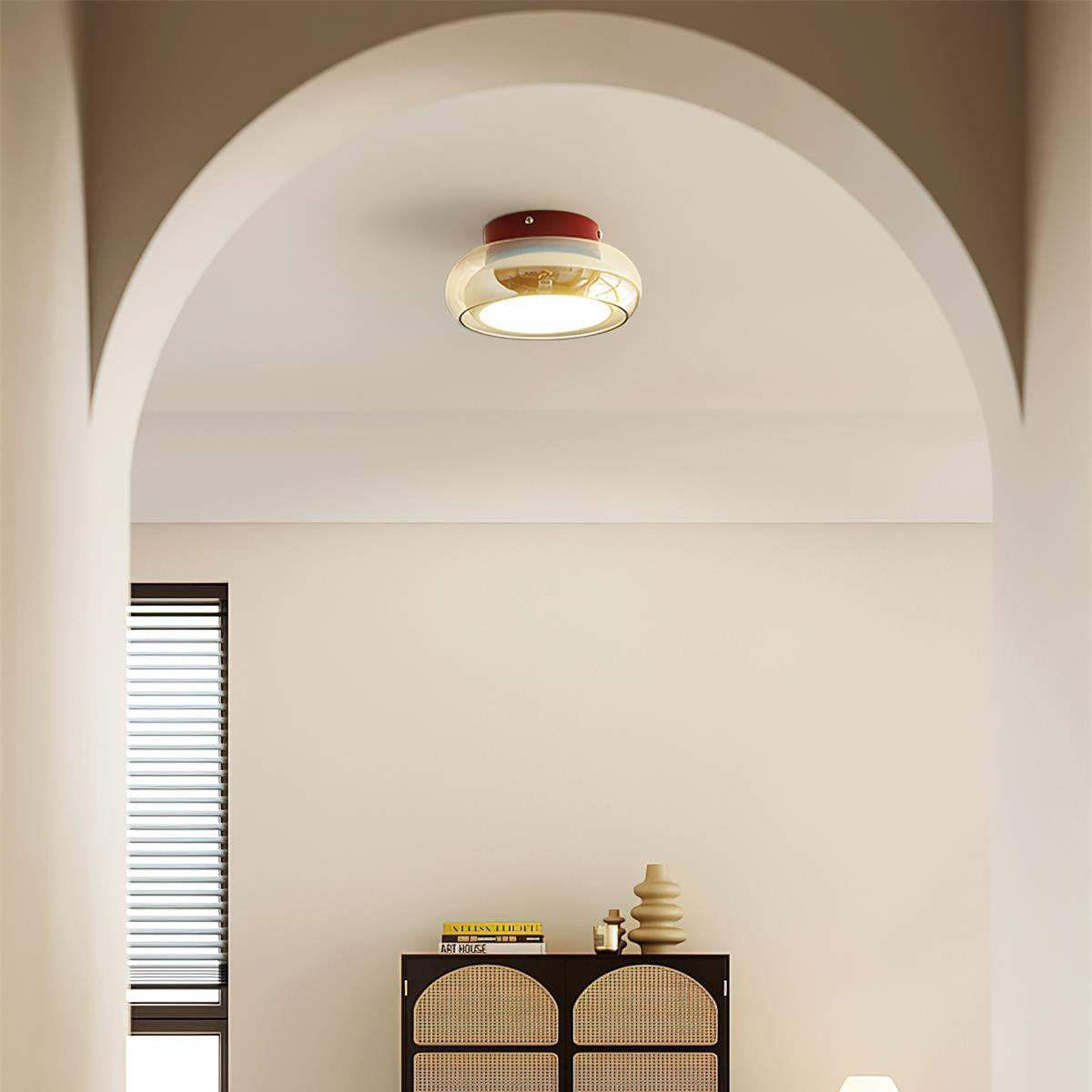 Glass Ceiling Lamp LED Dimmable Flush Mount Retro Style