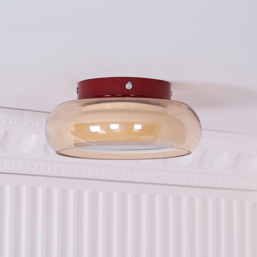 Glass Ceiling Lamp LED Dimmable Flush Mount Retro Style