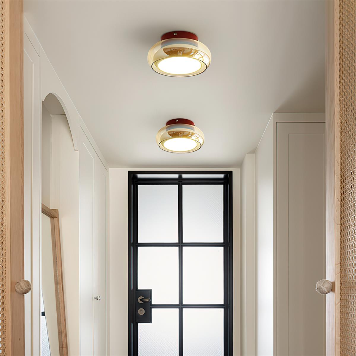 Glass Ceiling Lamp LED Dimmable Flush Mount Retro Style