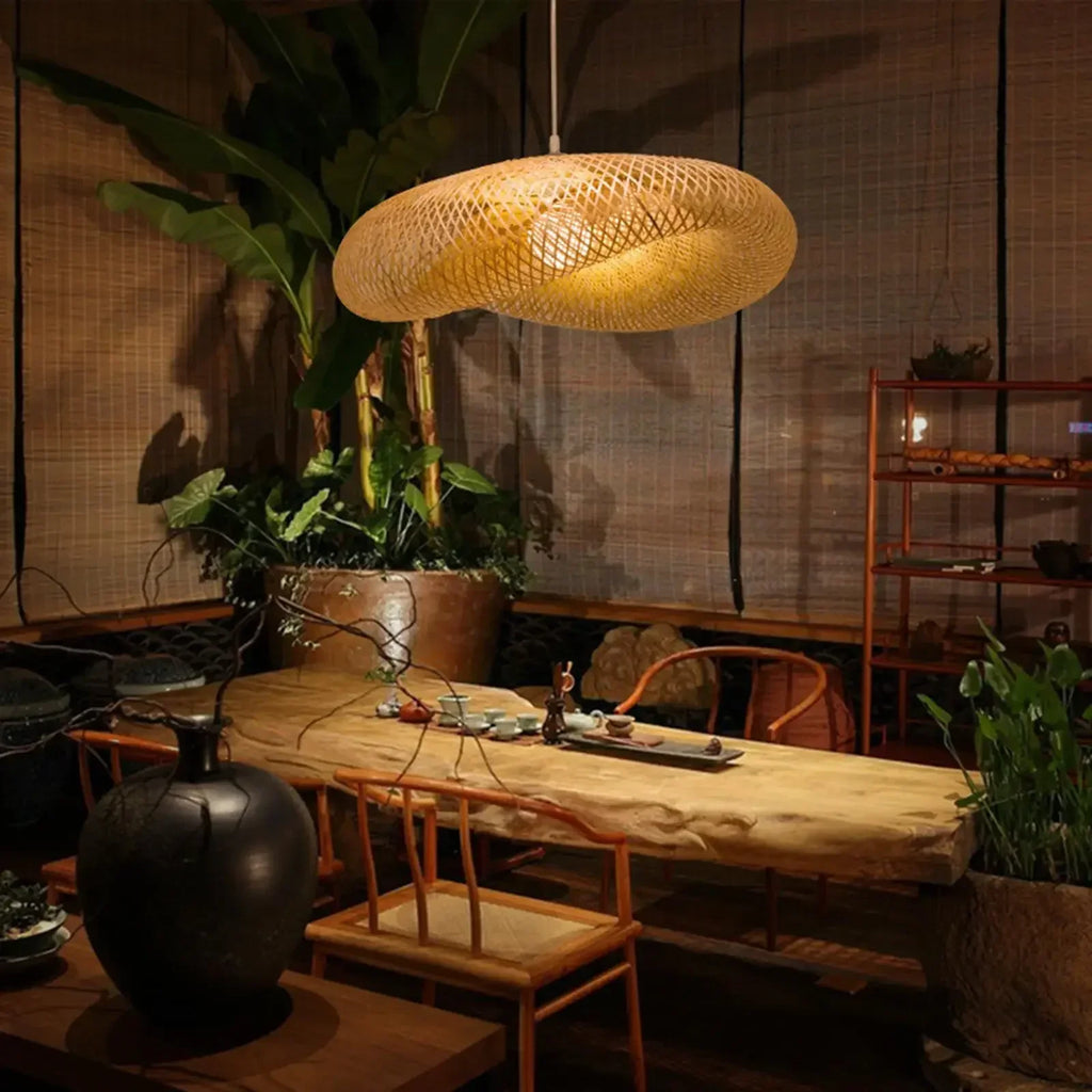 Bamboo Chandelier Handcrafted Woven Pendant Light