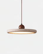 Pendant Light Travertine Stone Wood Sphere Minimalist