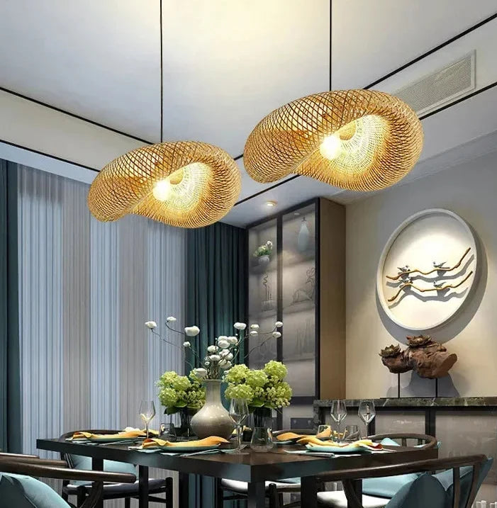 Bamboo Chandelier Handcrafted Woven Pendant Light