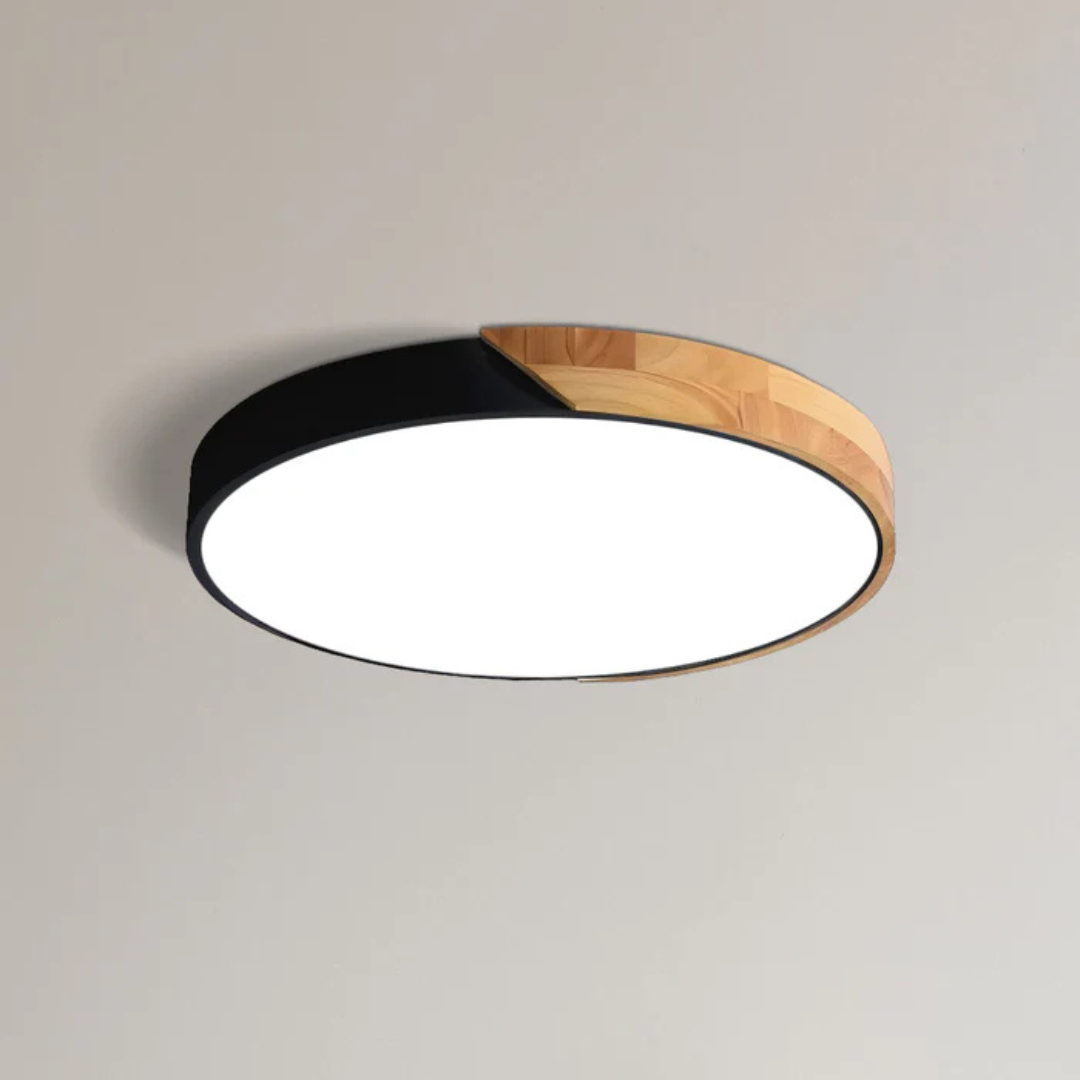 LED Ceiling Light Wood Trim Round Dimmable Energy-Efficient