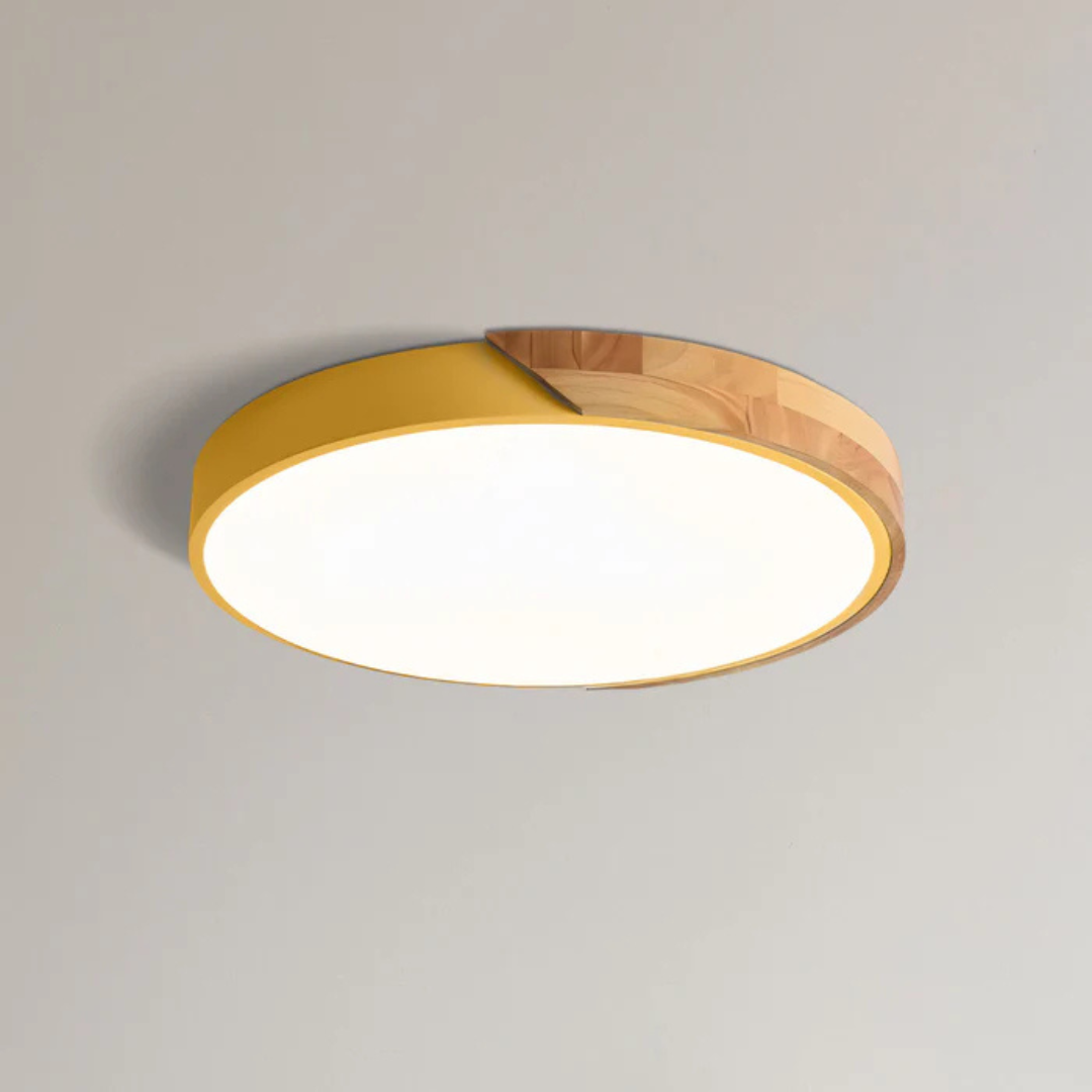 LED Ceiling Light Wood Trim Round Dimmable Energy-Efficient
