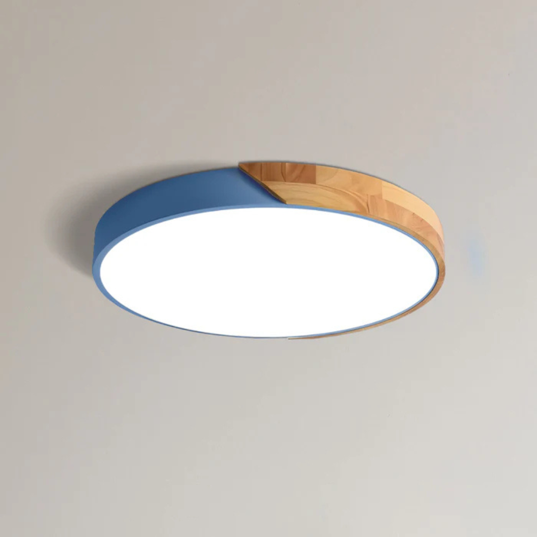 LED Ceiling Light Wood Trim Round Dimmable Energy-Efficient