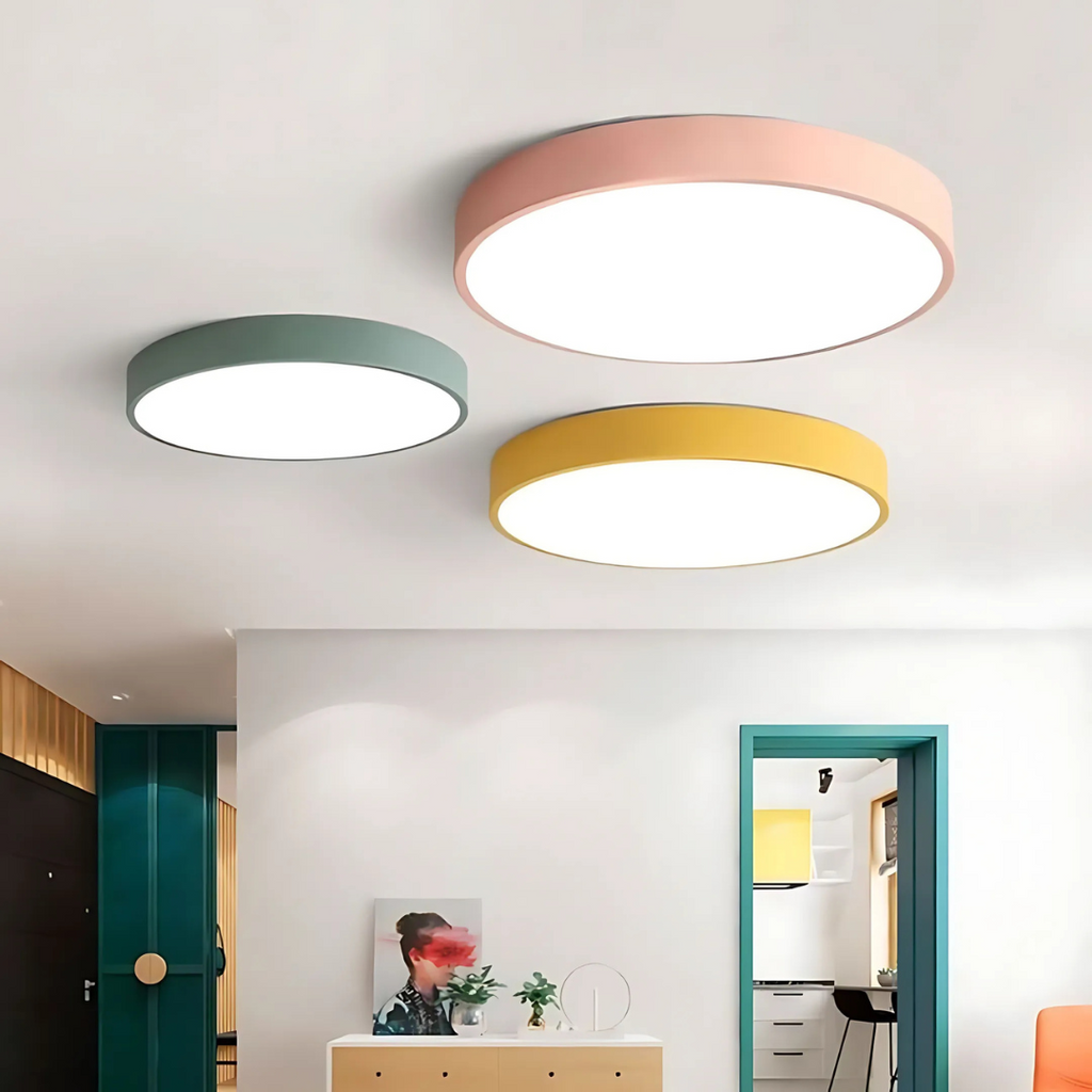 LED Ceiling Light Wood Trim Round Dimmable Energy-Efficient