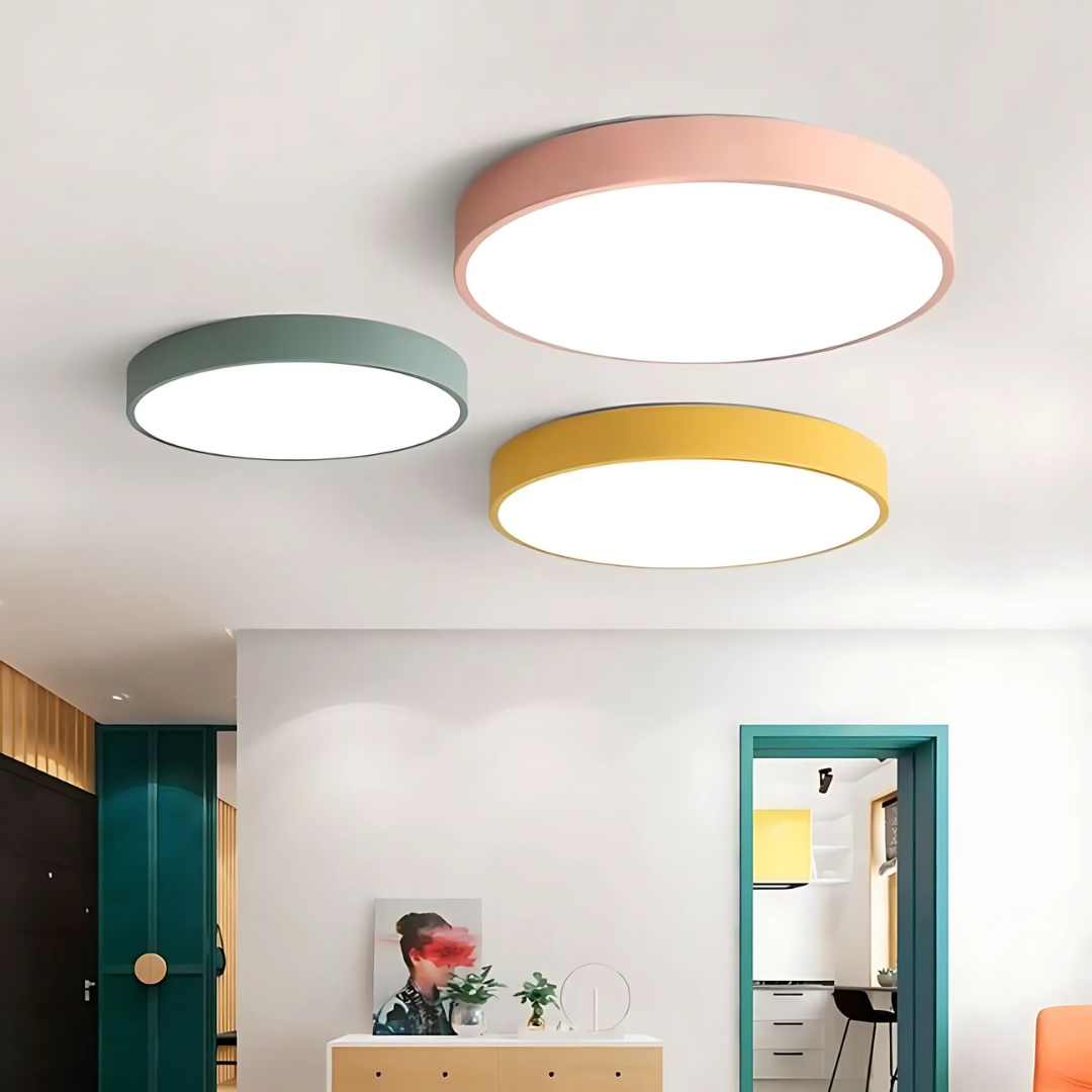 LED Ceiling Light Wood Trim Round Dimmable Energy-Efficient