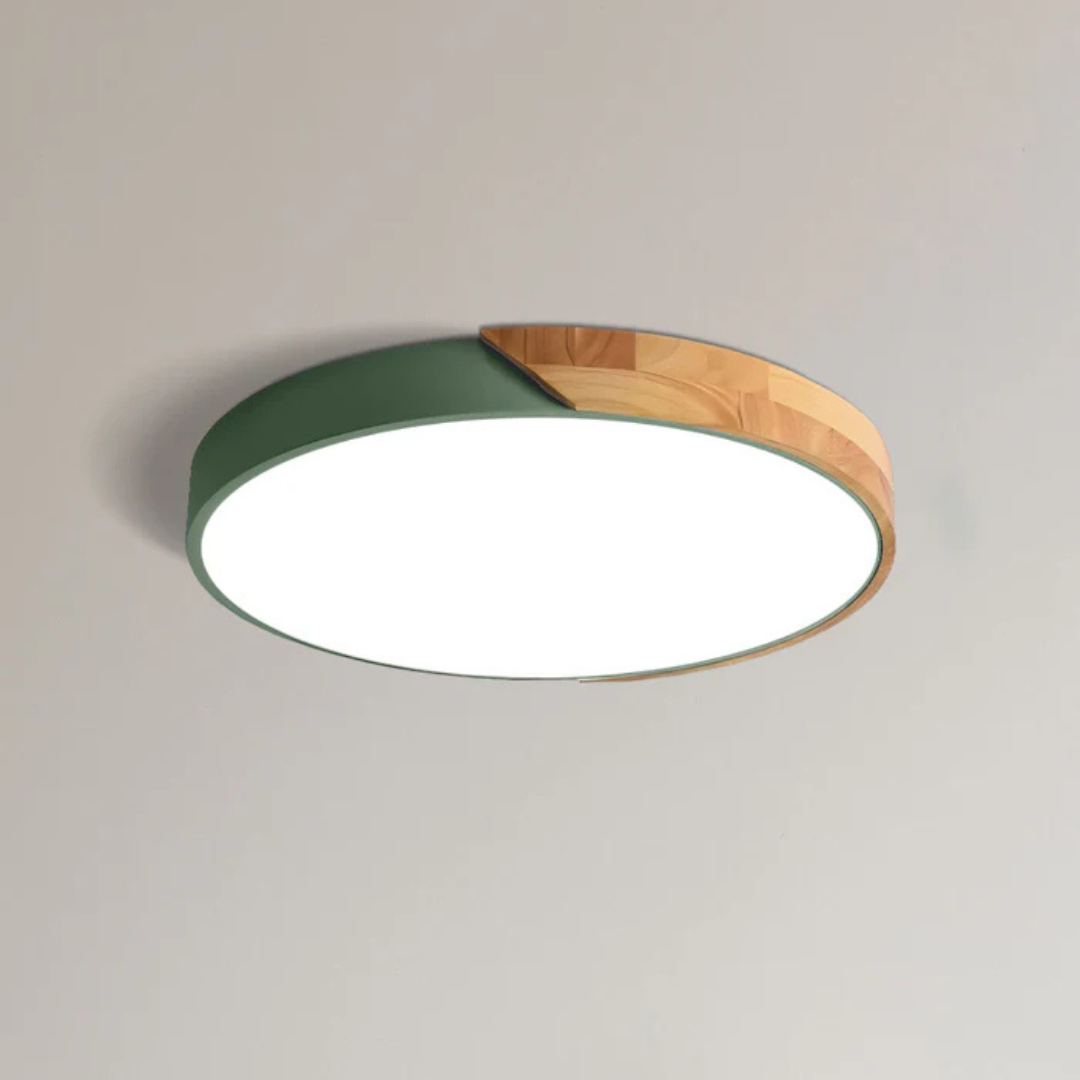 LED Ceiling Light Wood Trim Round Dimmable Energy-Efficient