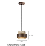 Pendant Light Wood Travertine Cylinder Japandi Design