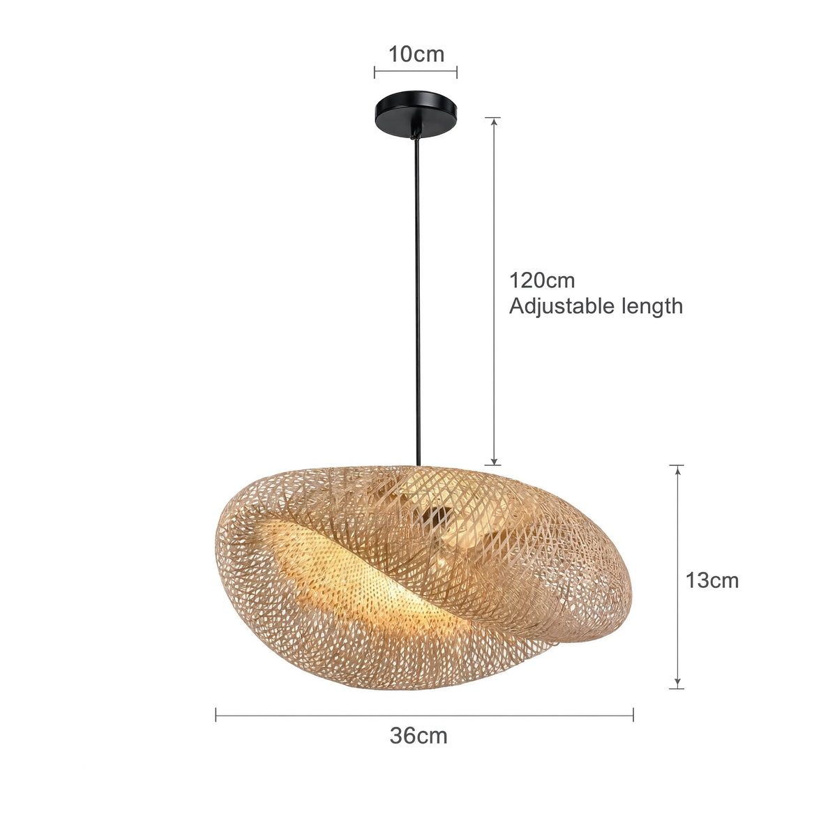 Bamboo Pendant Light Hand-Braided Black Base E27