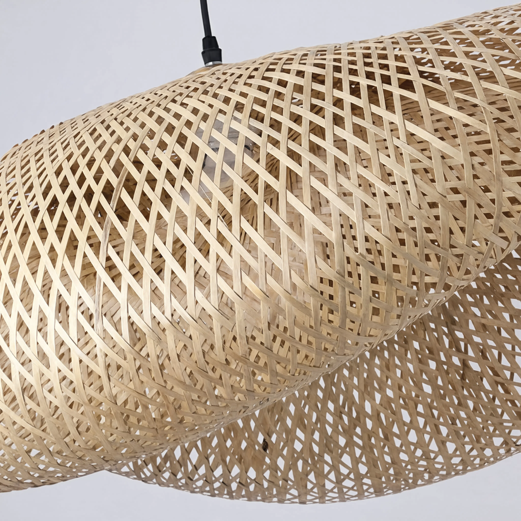 Bamboo Pendant Light Hand-Braided Black Base E27