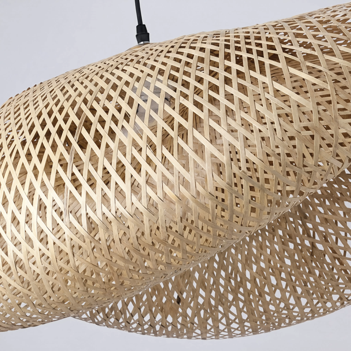 Bamboo Pendant Light Hand-Braided Black Base E27