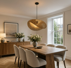 Bamboo Pendant Light Hand-Braided Black Base E27