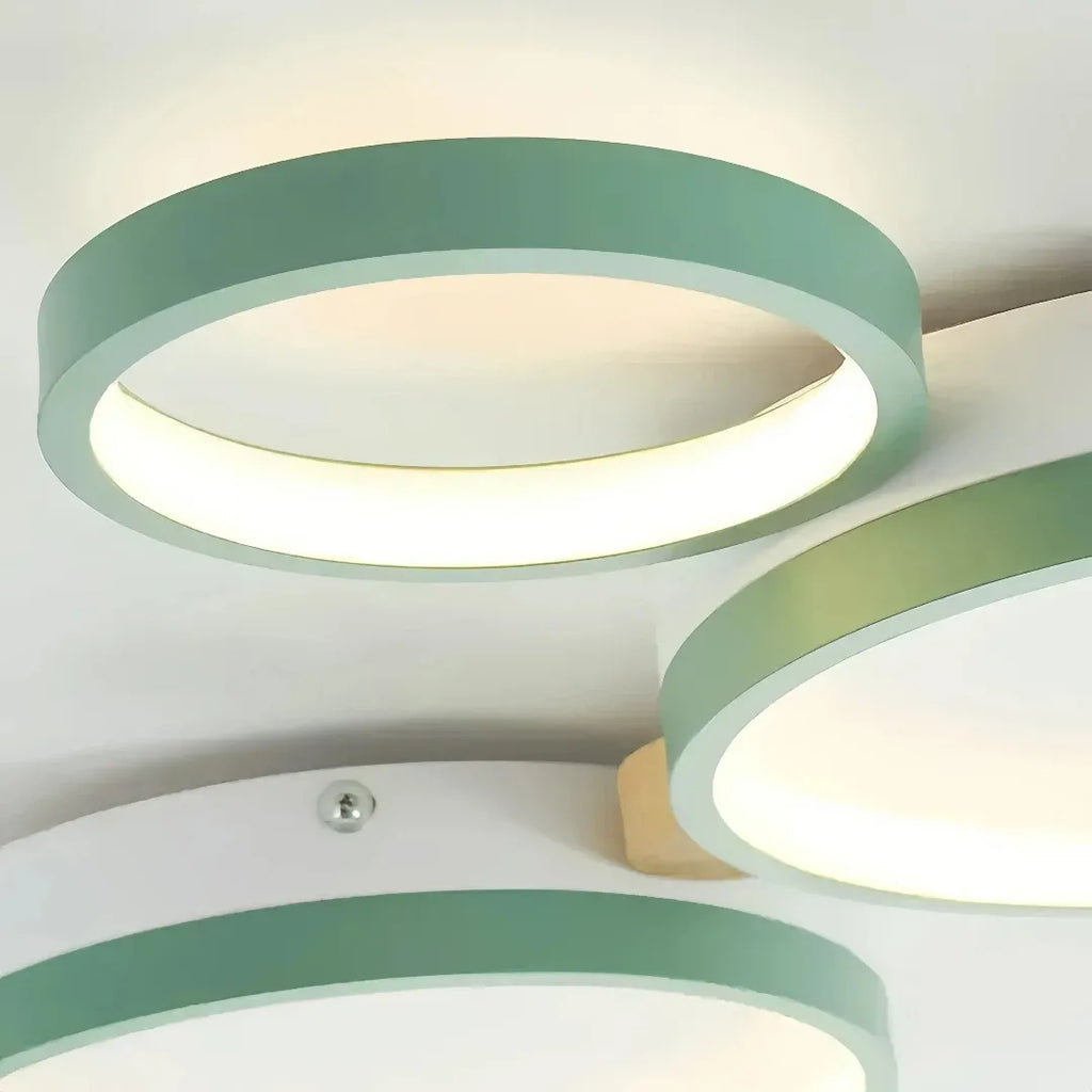 Flush Mount Ceiling Light Nordic Wood Ring Design Dimmable