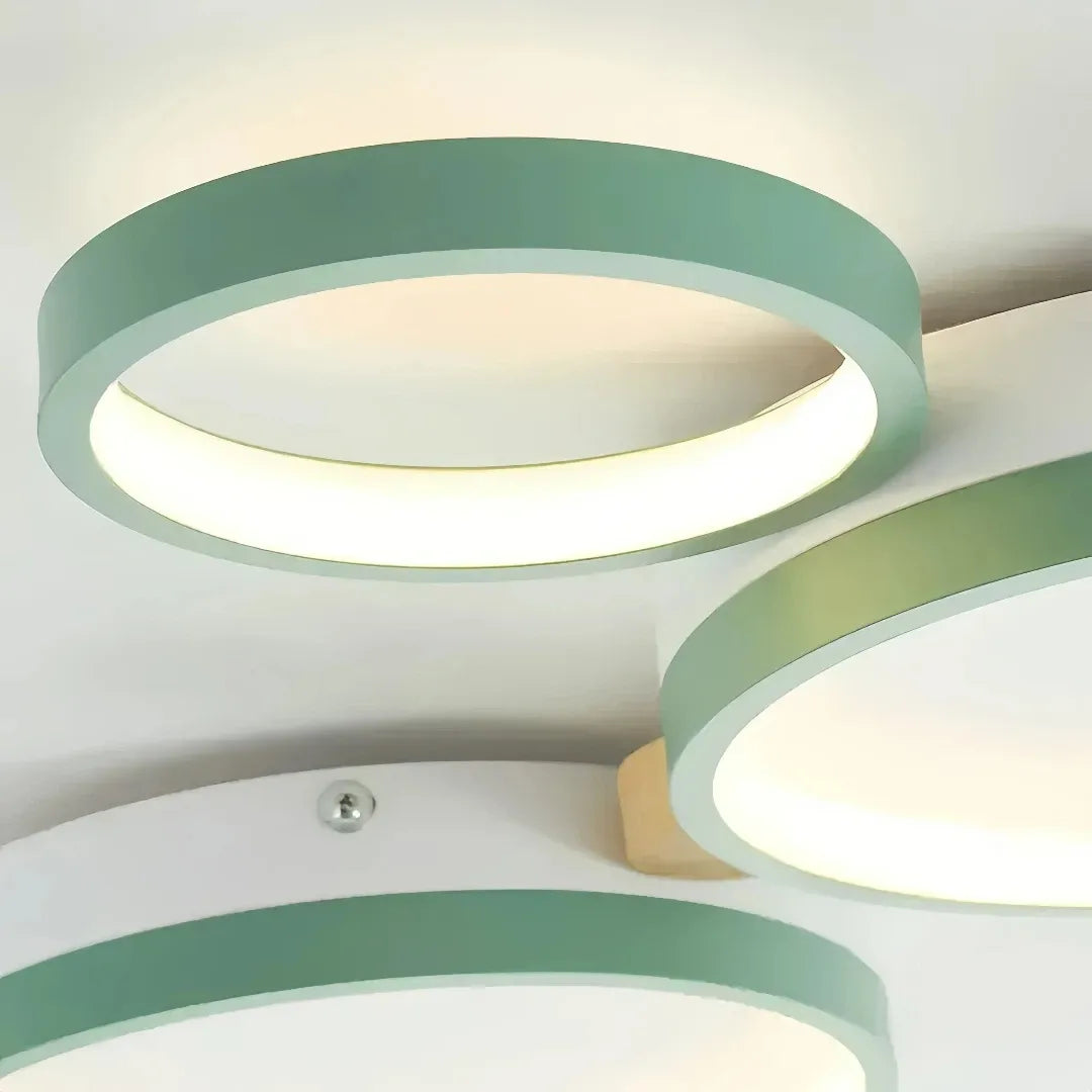 Flush Mount Ceiling Light Nordic Wood Ring Design Dimmable