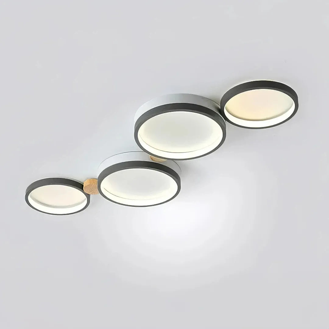 Flush Mount Ceiling Light Nordic Wood Ring Design Dimmable