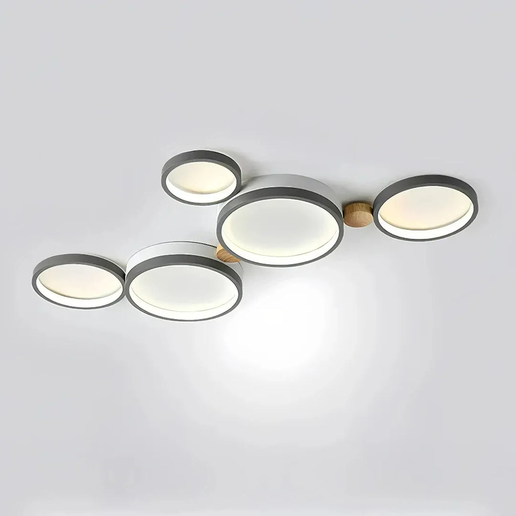 Flush Mount Ceiling Light Nordic Wood Ring Design Dimmable