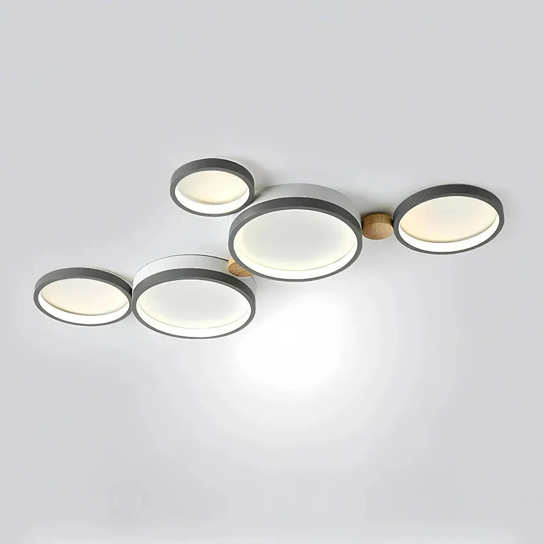 Flush Mount Ceiling Light Nordic Wood Ring Design Dimmable