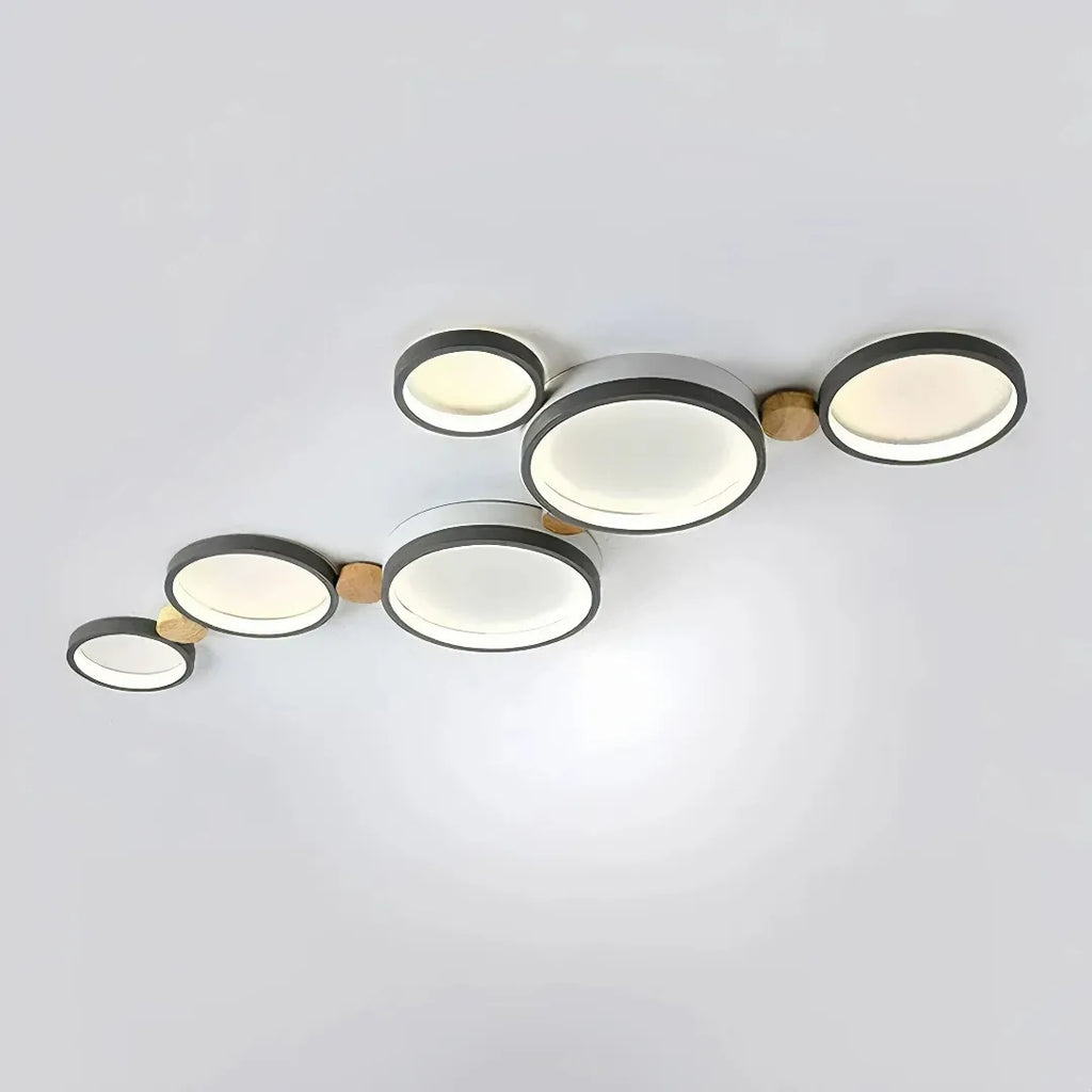 Flush Mount Ceiling Light Nordic Wood Ring Design Dimmable
