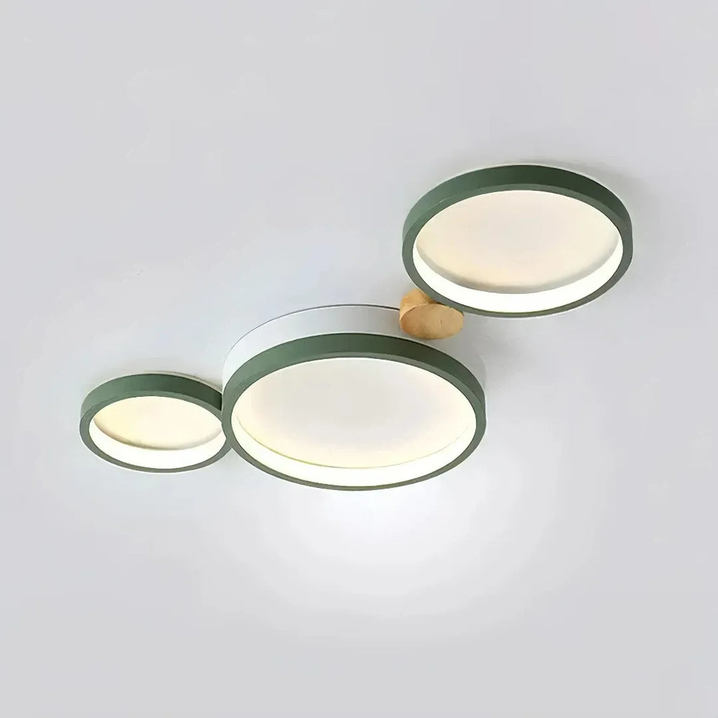 Flush Mount Ceiling Light Nordic Wood Ring Design Dimmable
