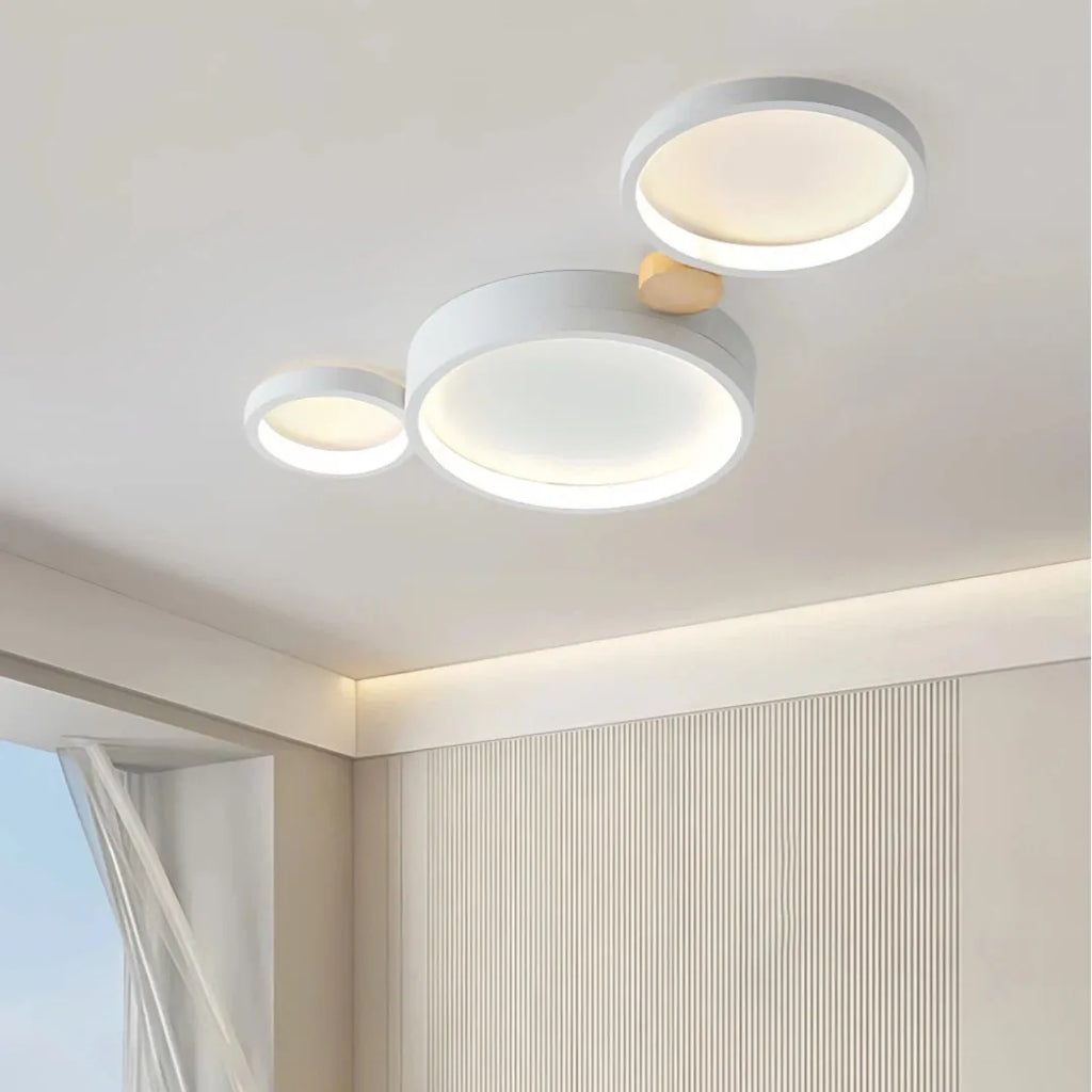 Flush Mount Ceiling Light Nordic Wood Ring Design Dimmable