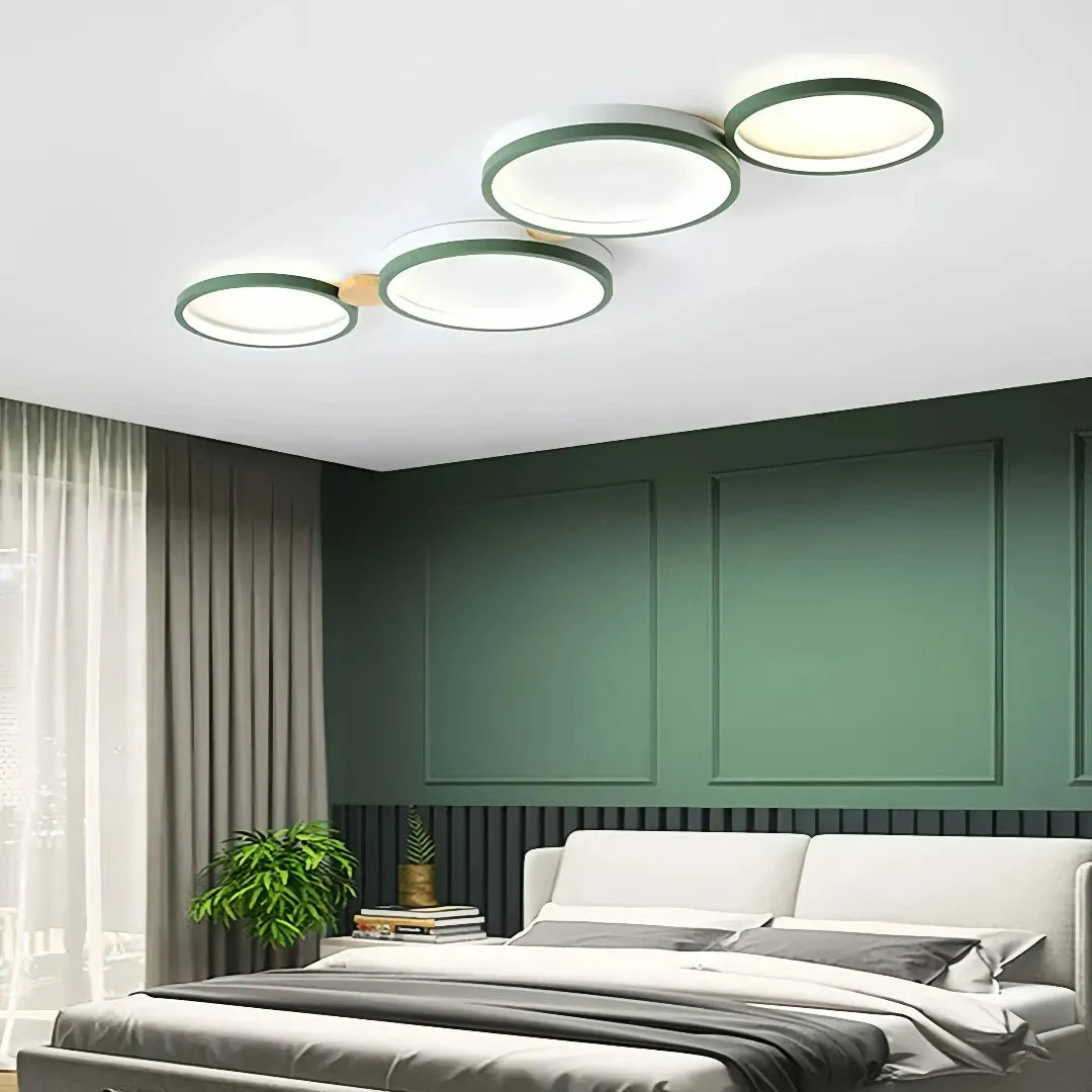 Flush Mount Ceiling Light Nordic Wood Ring Design Dimmable