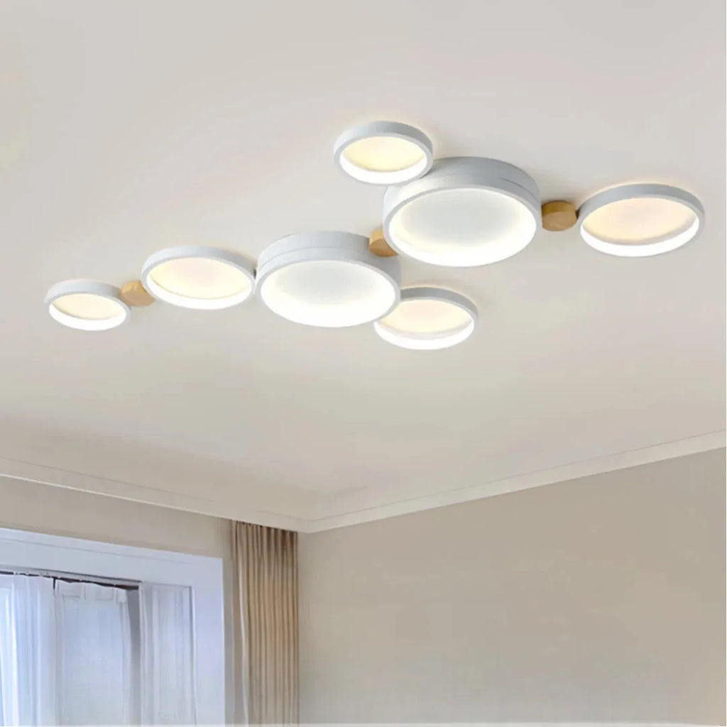 Flush Mount Ceiling Light Nordic Wood Ring Design Dimmable