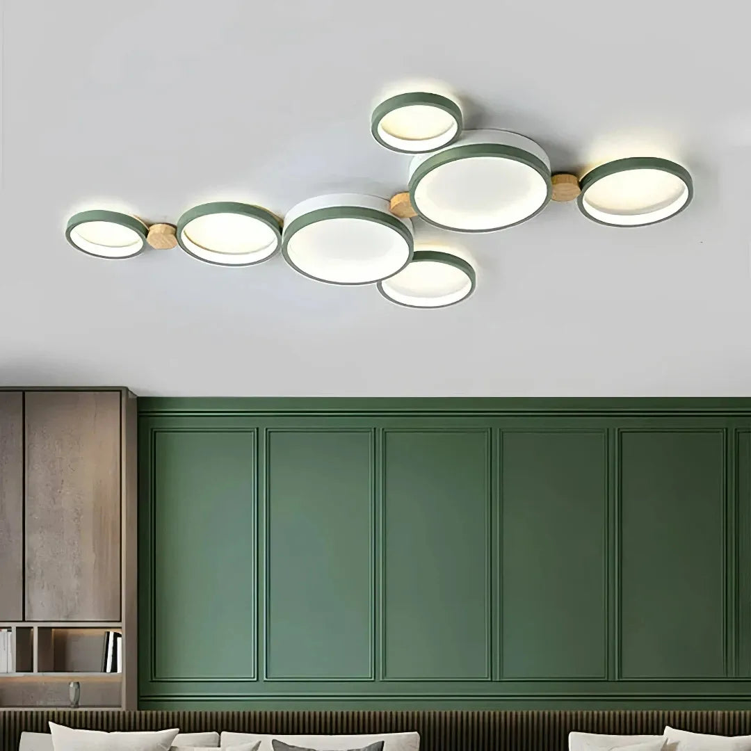 Flush Mount Ceiling Light Nordic Wood Ring Design Dimmable