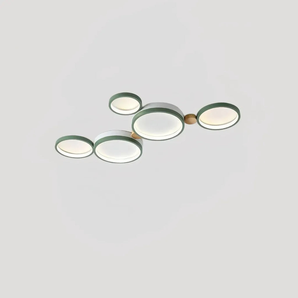 Flush Mount Ceiling Light Nordic Wood Ring Design Dimmable