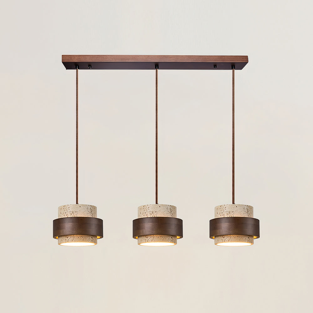 Pendant Light Wood Travertine Cylinder Japandi Design