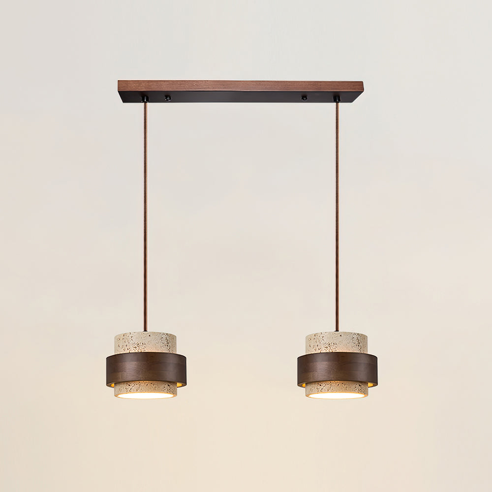Pendant Light Wood Travertine Cylinder Japandi Design