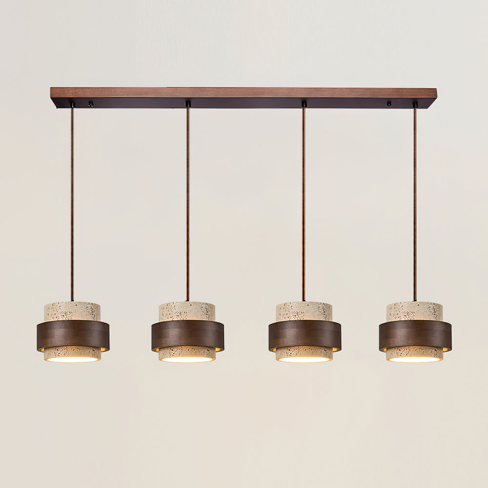 Pendant Light Wood Travertine Cylinder Japandi Design