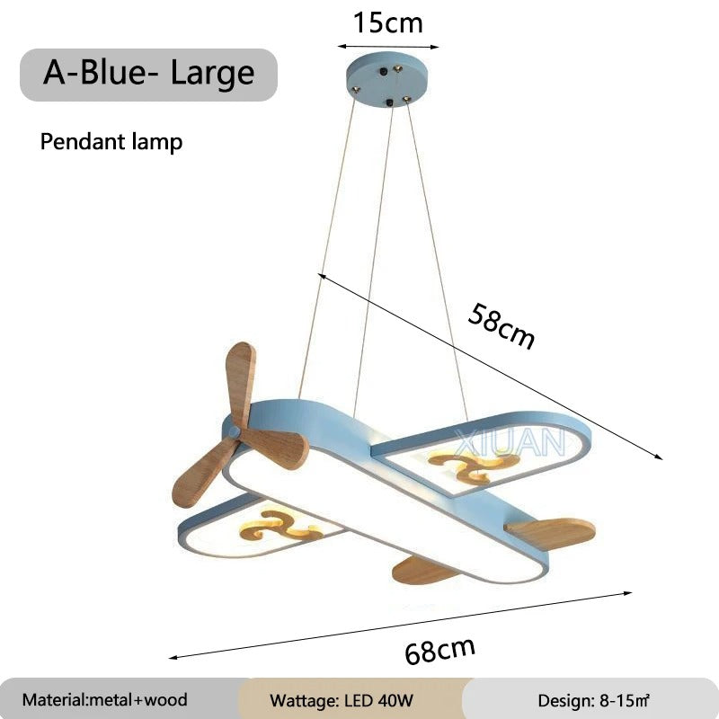 Airplane LED Pendant Light Kids Room Dimmable Remote