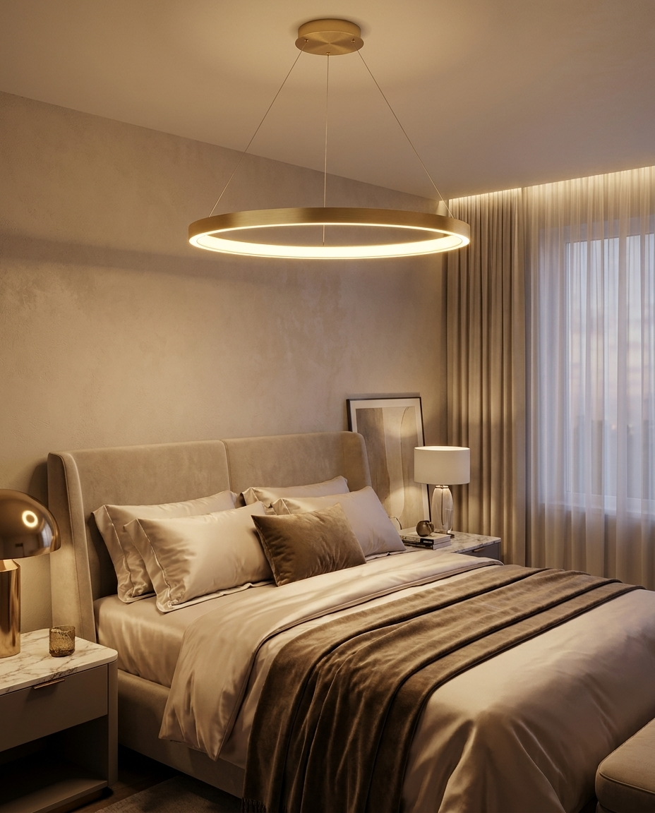 LED Chandelier Modern Ring Light Dimmable Aluminum