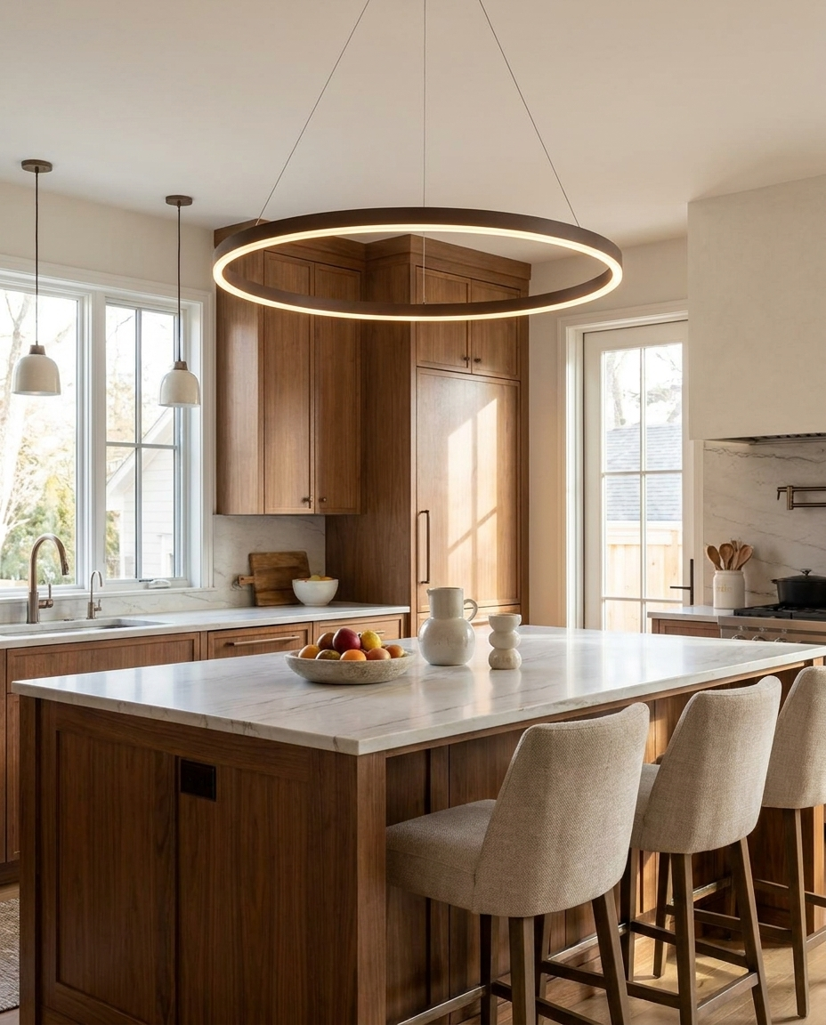 LED Chandelier Modern Ring Light Dimmable Aluminum