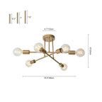 Sputnik Chandelier Modern Brass Semi Flush Mount 6-Light