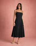 Flowing V-Neck Summer Maxi Dress - Black