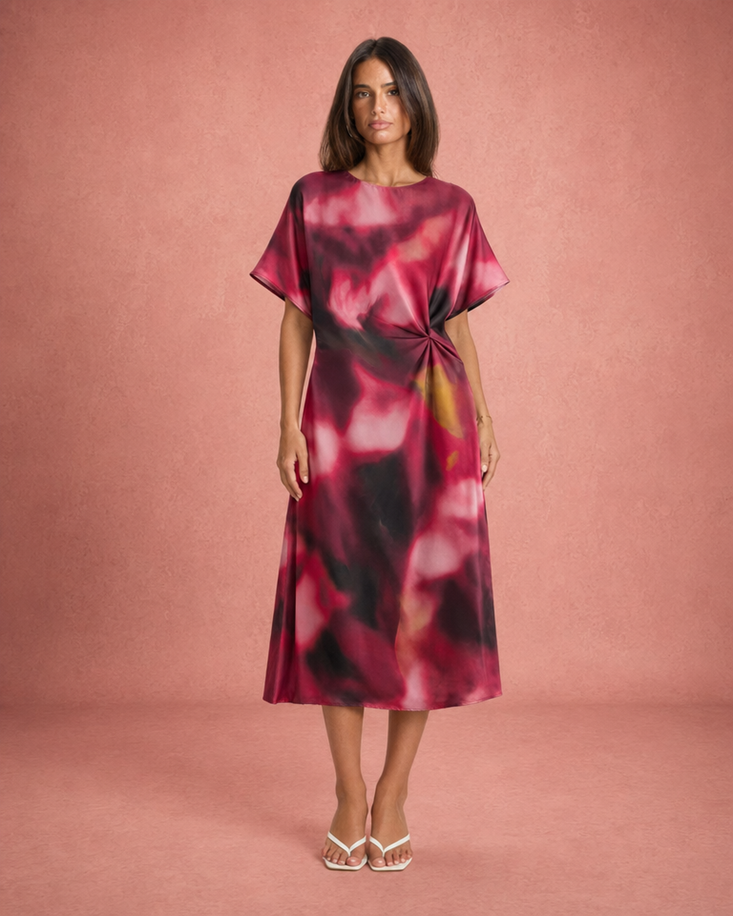 Printed Floral Flowing Maxi Dress - Red Floral