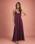 Halter Neck Backless A-Line Midi Dress - Wine Red