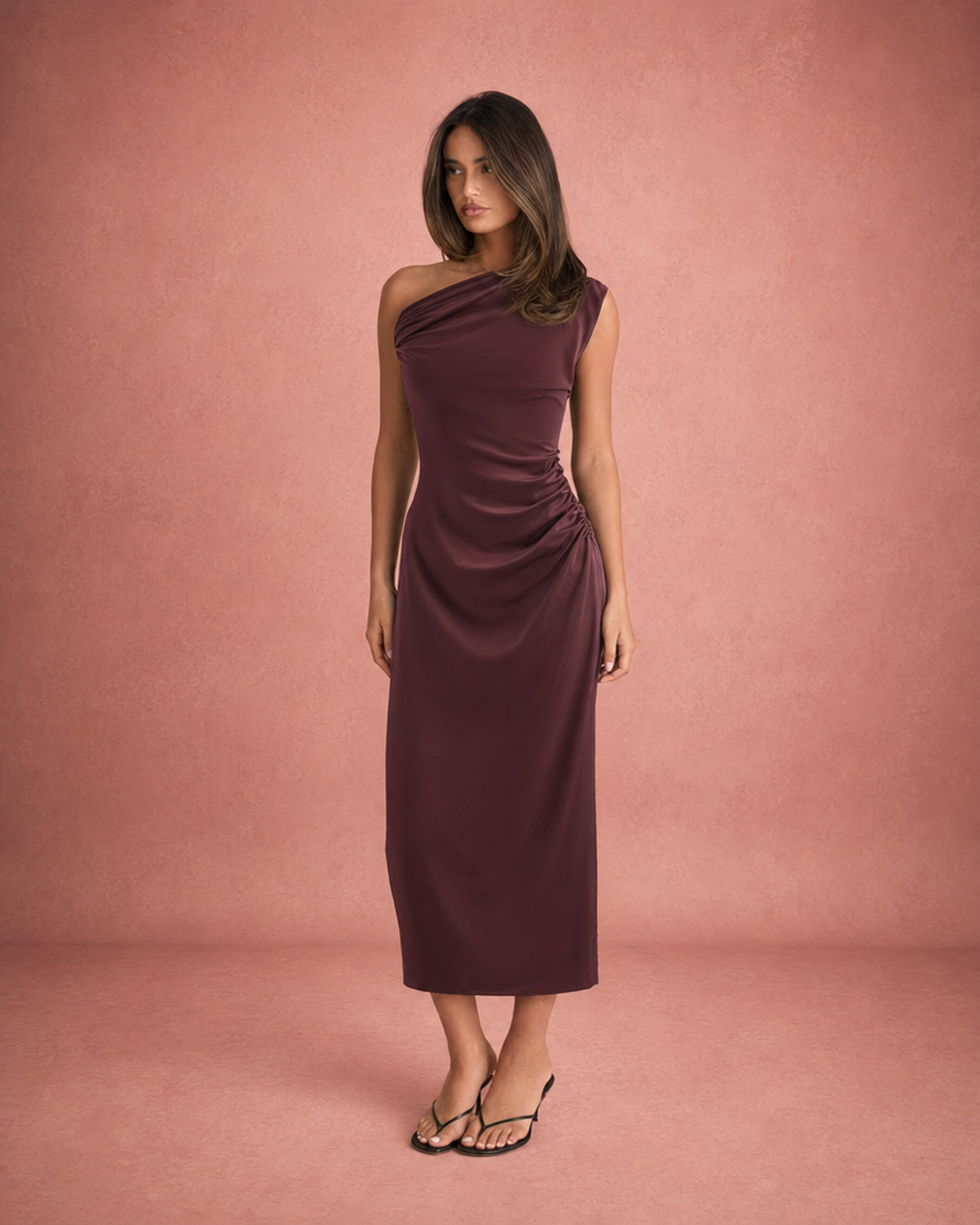 Ruched Bodycon Sculpting Midi Dress - Black