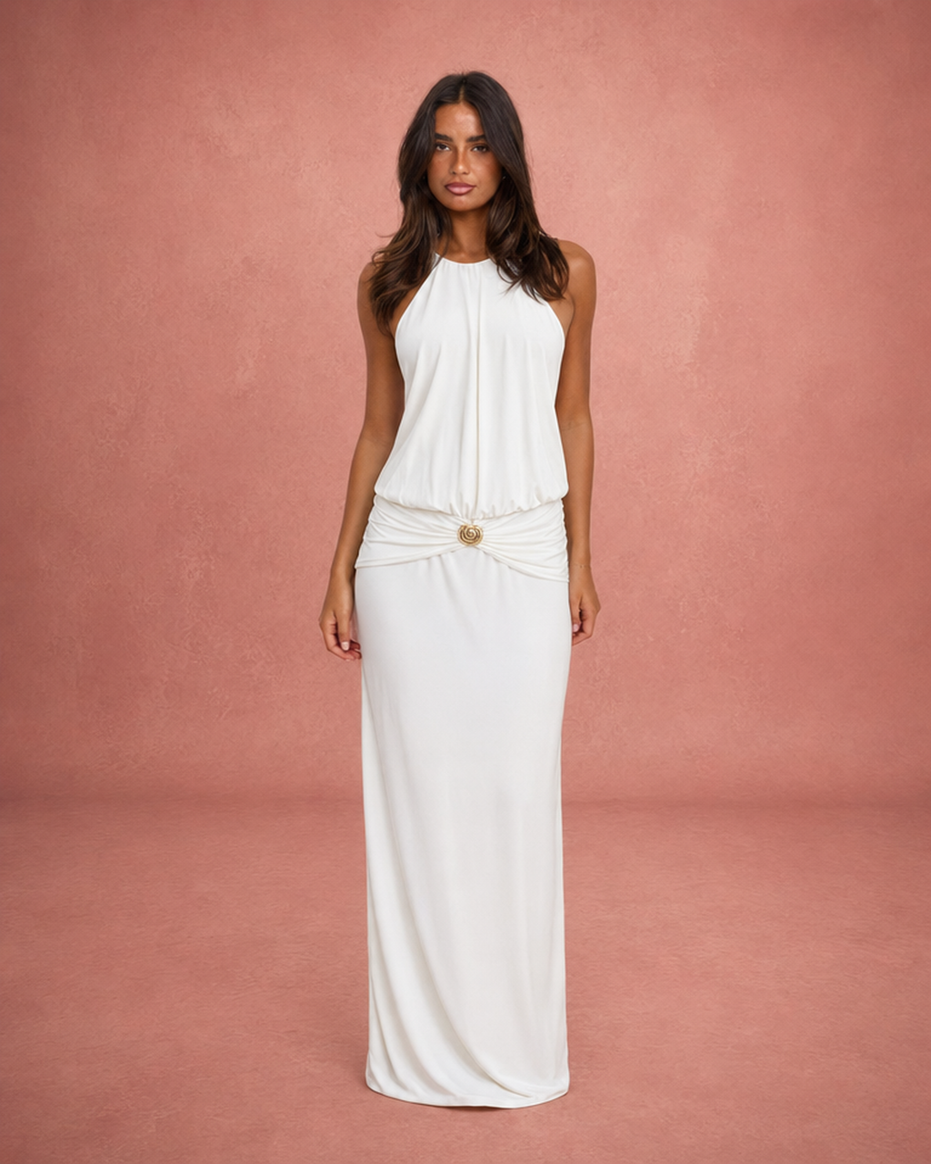 Halter Neck Bodycon Sculpting Midi Dress