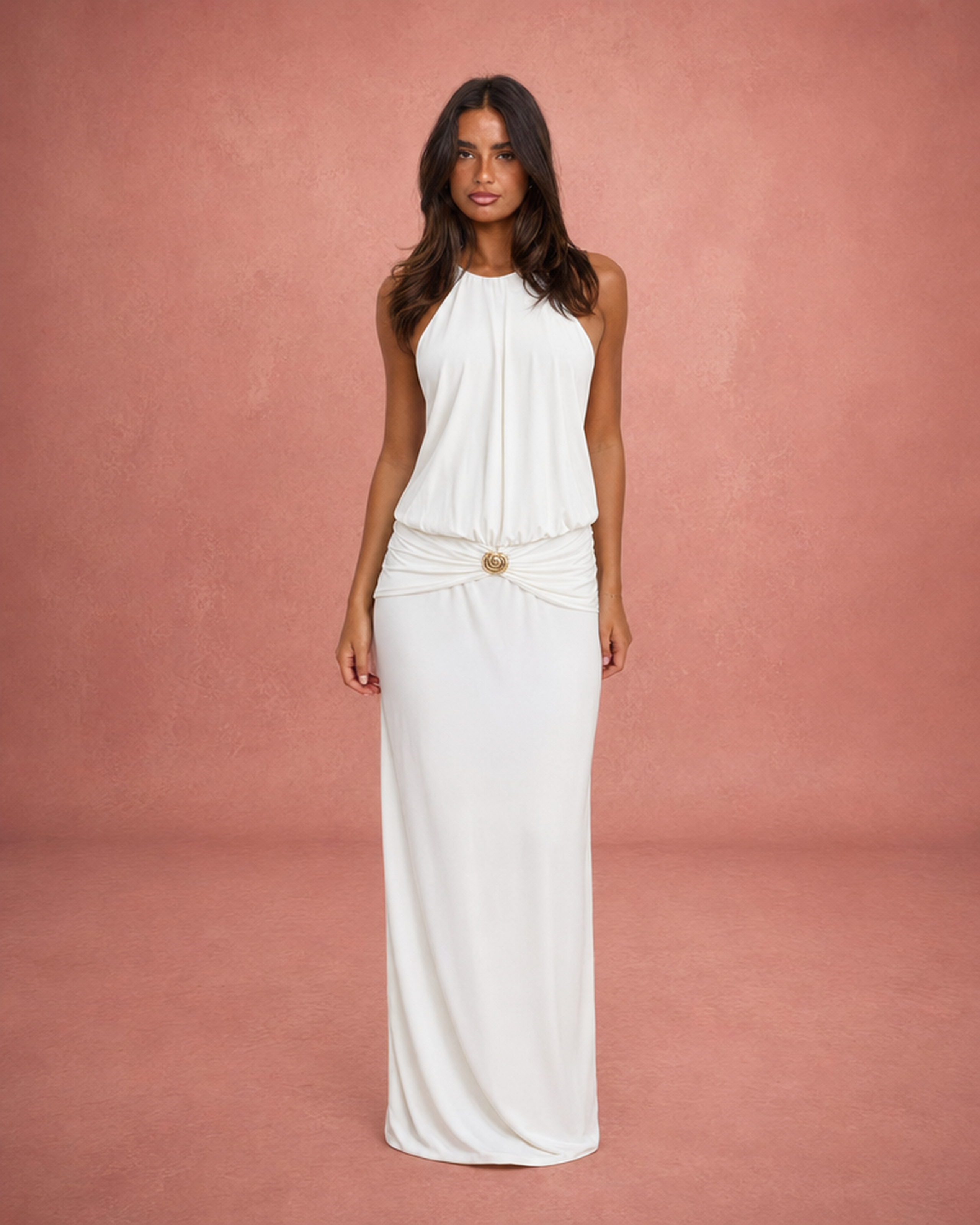 Halter Neck Bodycon Sculpting Midi Dress