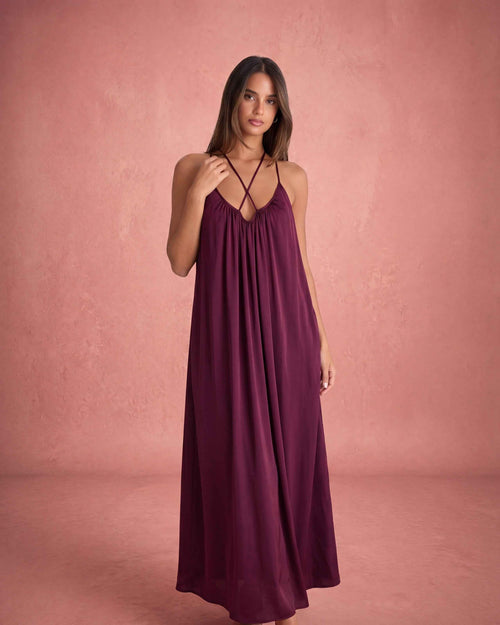 Halter Neck Backless A-Line Midi Dress