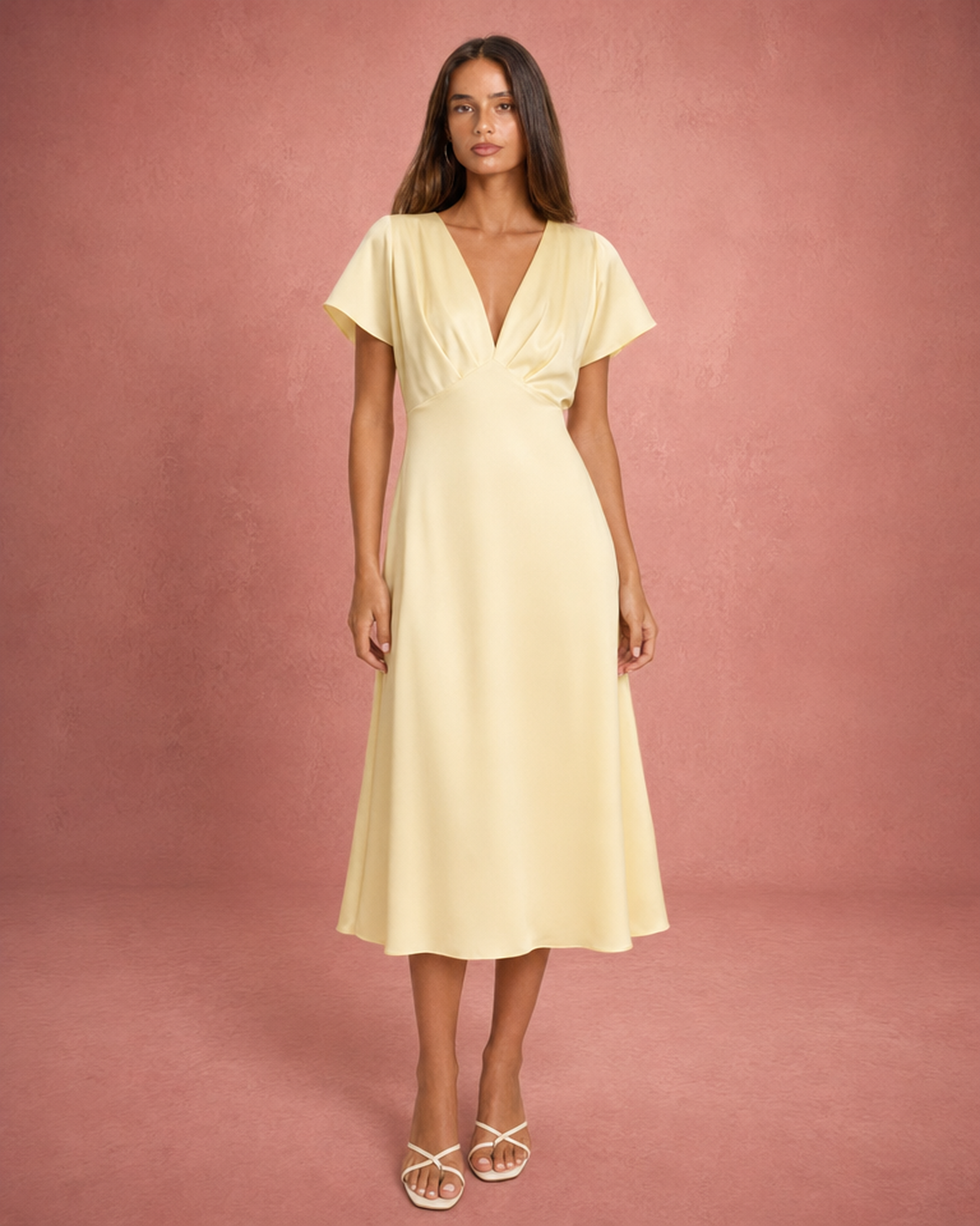Satin-Feel Flowing Midi Summer Dress