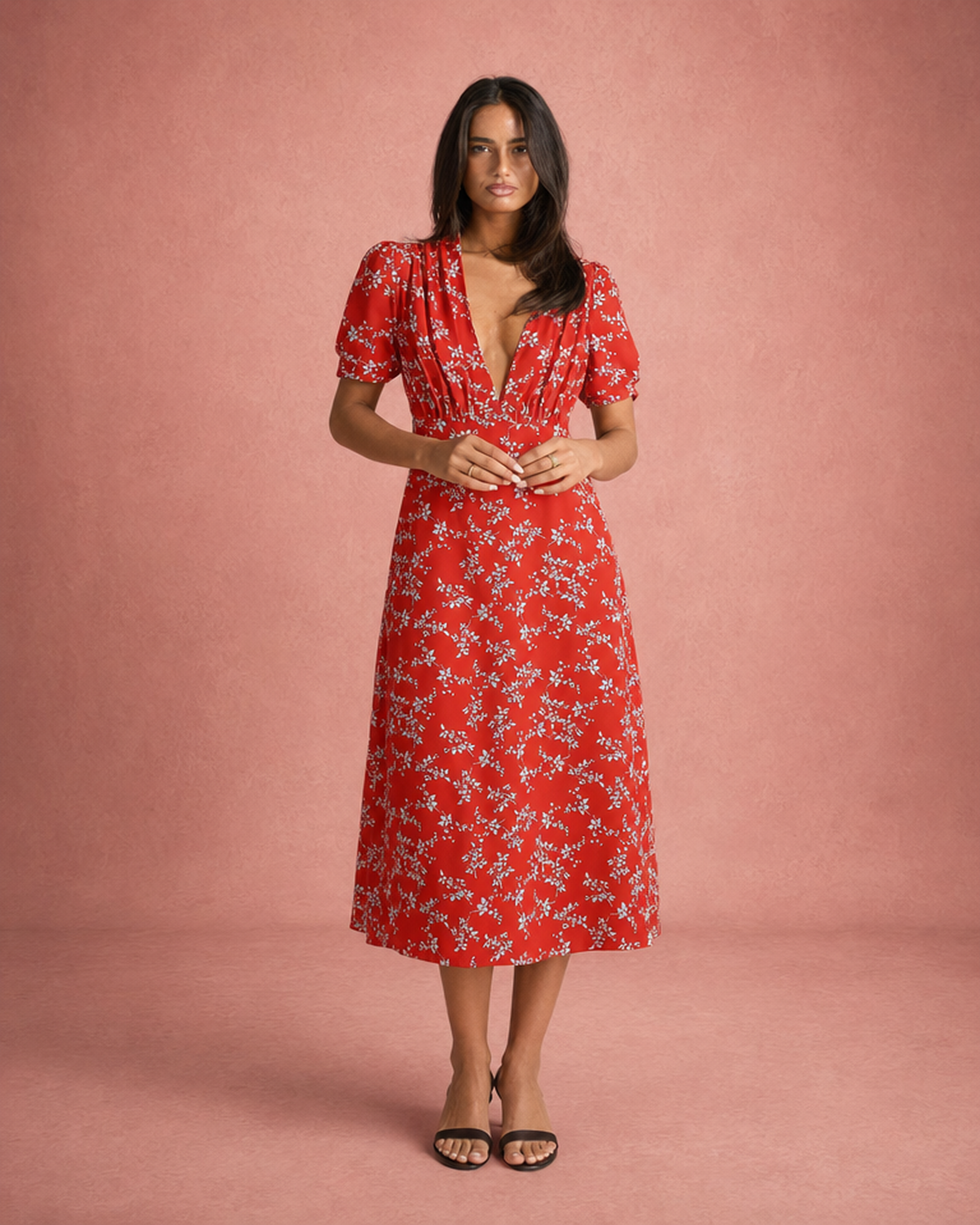 Floral Print Flowing Maxi Dress