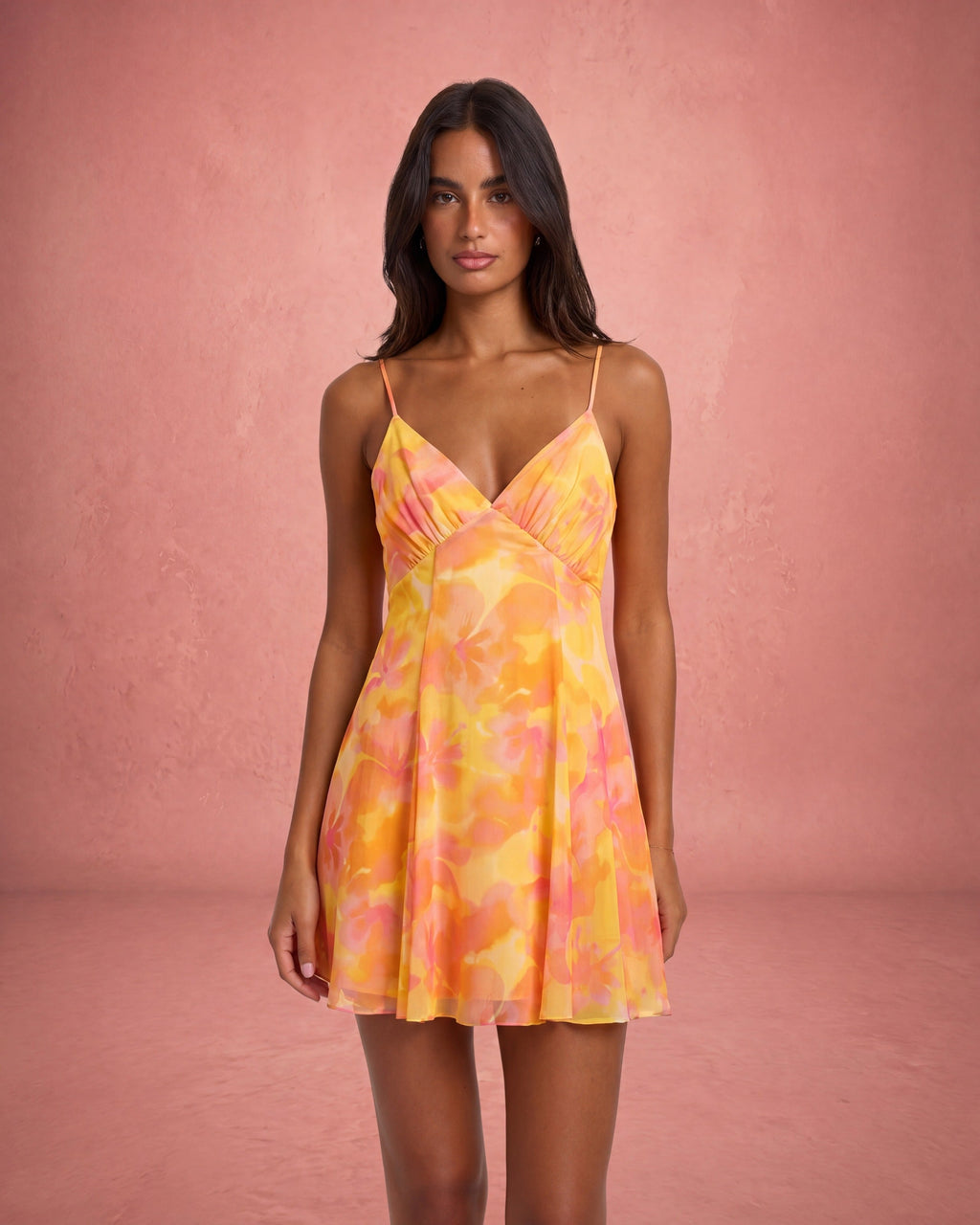 Floral Print Backless A-Line Mini Dress