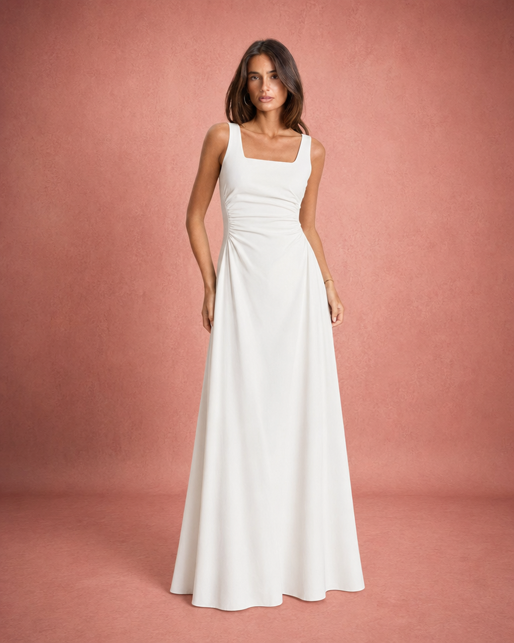 Ruched Slim Fit Low Back Maxi Dress
