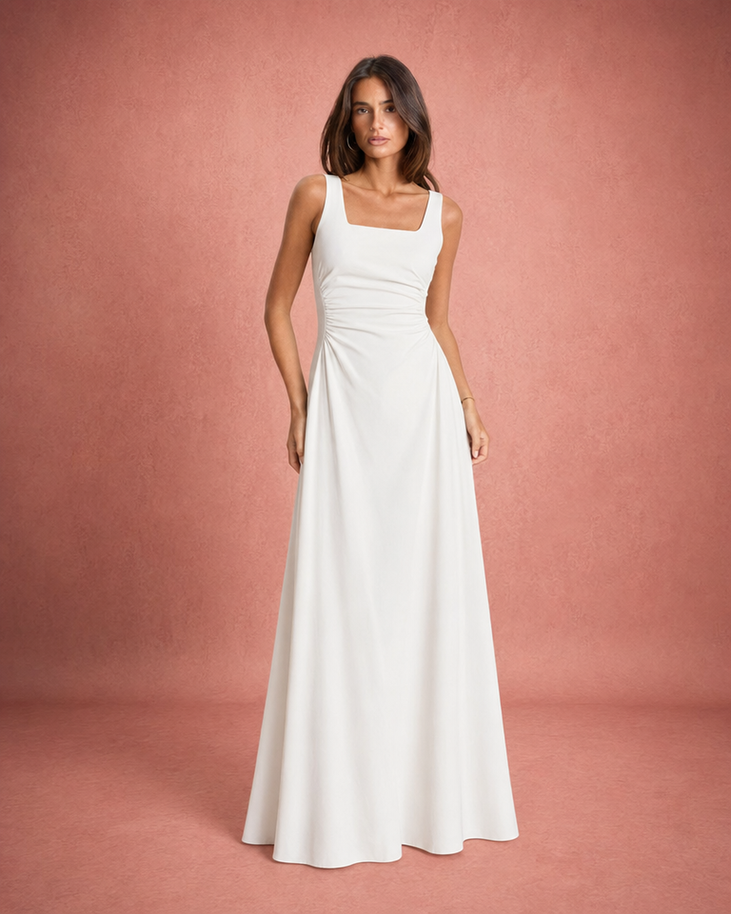 Ruched Slim Fit Low Back Maxi Dress