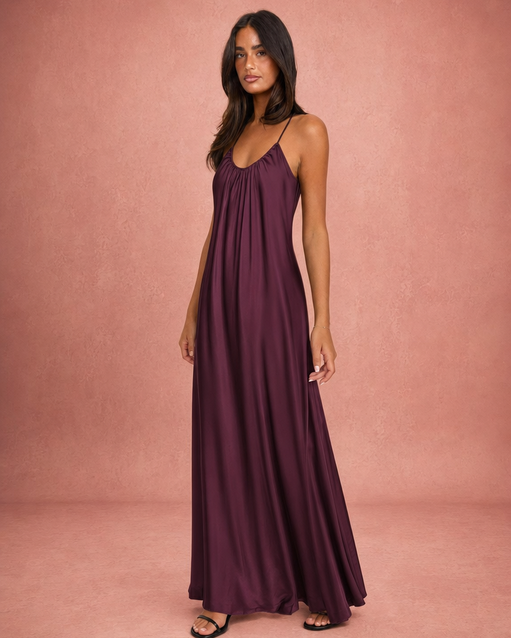 Halter Neck Backless A-Line Midi Dress